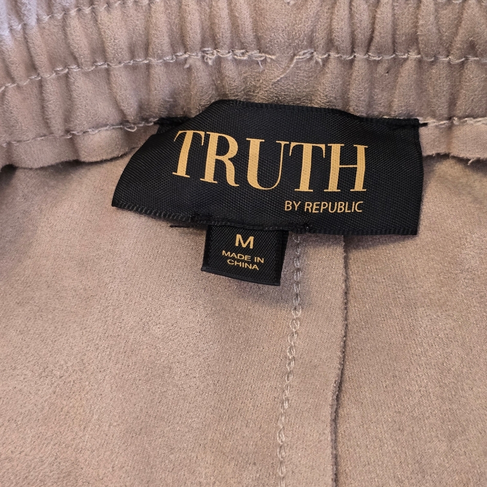 Truth By Republic Suede Stylish Women's Tan Joggers Size M - Picture 2 of 5